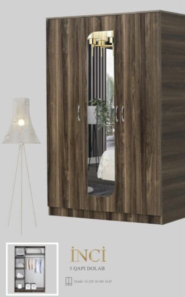 Yeni, Açılan, 3 qapılı Düz dolab, Qarderob, paltar dolabı