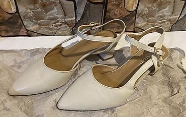 dəri ayaqqabi: Tuflilər, Ölçü: 39, rəng - Bej, İşlənmiş — 1