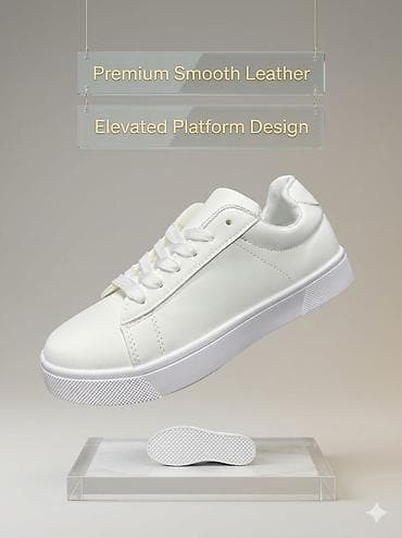 Ağ rəngdə minimalistik platforma krosovka - Premium hamar dəri üstlük — 1