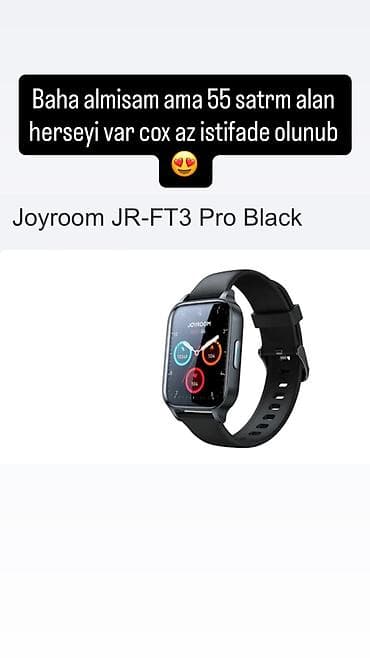 smat: Joyroom JR-FT3 Pro Black ağıllı saat - Rəng: Qara - Toxunma ekranlı — 1