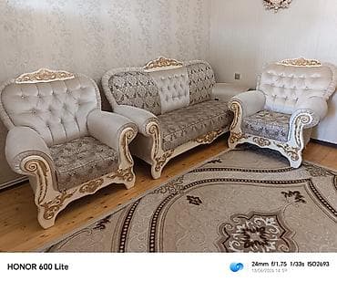 islenmis divan kreslo ucuz: İşlənmiş, Divan, 2 kreslo, Bazasız, Açılmayan — 1