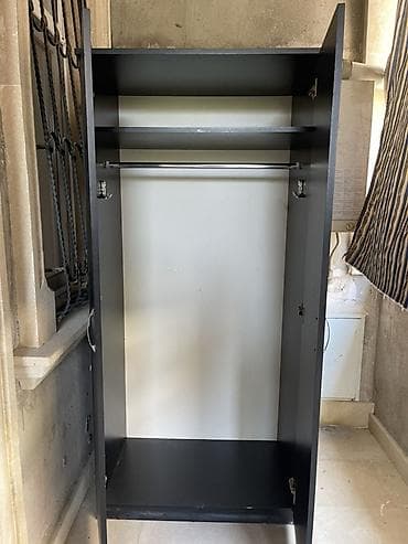 paltar sfaneri: İkiqapılı qarderob şkafı - Rəng: mat qara - Material: laminat/LDSP - — 5