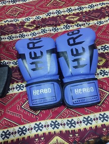 idmançı şəkilləri: Məhsul: HERBO boks əlcəkləri - Rəng: Göy, qara detallar ilə - — 1