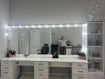 ber ber: Geniş vizaj masası və profesional işıqlandırmalı güzgü komplekti - Üç — 2