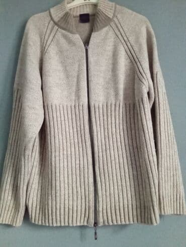 qara jaket: Qadın trikotaj kardiqanı - Rəng: açıq bej - Model: tam ön tərəfdən — 1