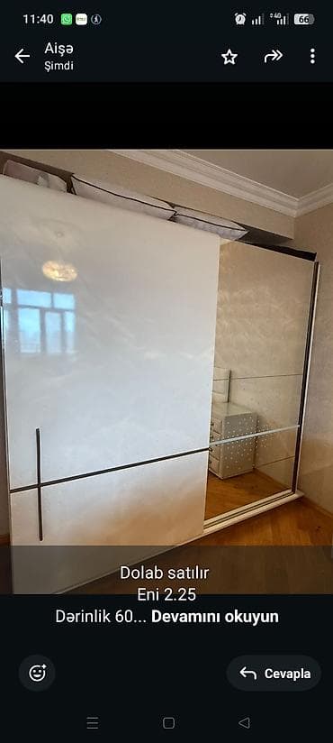 salon şkaf: Dolab satılır Eni 2.25 Dərinlik 60 Hündürlük 2.40 Ünvan Əhmədli — 1