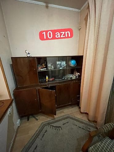 Mebel dəsti – vitrinli bufet - Material: taxta/şpon - Üst hissə