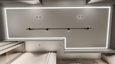 demir qapilar darvazalar: Gizli LED işıqlandırma ilə alçıpan tavan dizaynı və quraşdırılması — 7