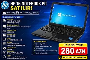 playsation 4: HP 15 noutbuk Texniki xüsusiyyətlər: - Prosessor: Intel Core — 1