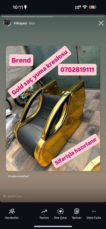 işlənmiş bərbər kreslosu: Yeni, Saş yuyulması kreslosu — 1