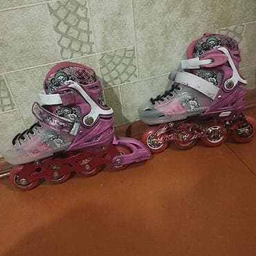 Roliklər: Uşaq üçün bənövşəyi/çəhrayı inline konkis (roller skates) ölçüsü 35 — 4