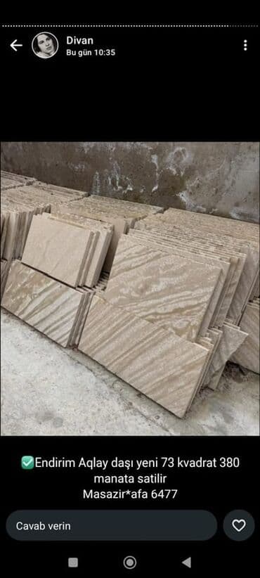 Aqlay daşı plitələri - Material: aqlay (təbii daş) - Rəng/nağıl: açıq