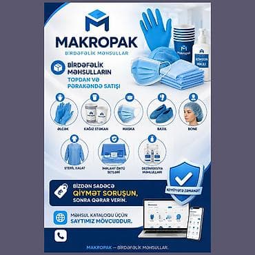 tibbi xalat satışı: Makropak — birdəfəlik məhsulların topdan və pərakəndə satışı. Məhsul — 1