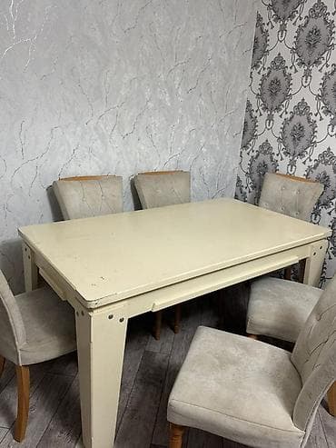 Mətbəx üçün, Açılmayan, Dördbucaq masa, 6 stul