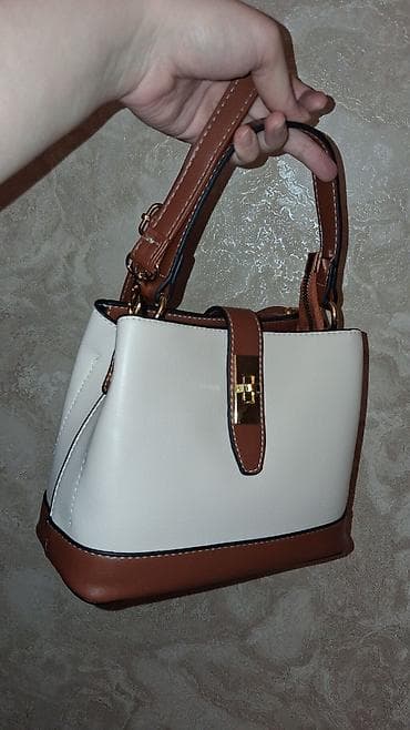 Личные вещи: İki rəngli mini çanta - Material: keyfiyyətli eko‑dəri - Rəng: krem — 2