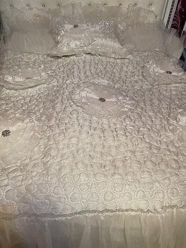 bamboo tekstil: Yataq üçün Qaşlı rəng - Ağ Yataq örtüyü — 5