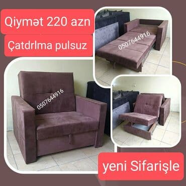 açılıb yığılan oturacaqlar (kreslolar): Yeni, Kreslo-kravat, Vеlur parça, Kredit yoxdur, Pulsuz çatdırılma — 3