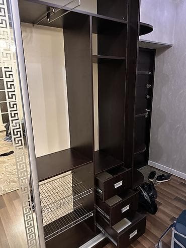 2 двери, С зеркалом, Коричневый, Купе, Прямой шкаф — 2