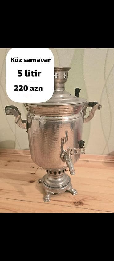 od samavarı: Közlə işləyən samovar – 5 litr - Tutum: 5 litr – ailəvi çay süfrələri — 1