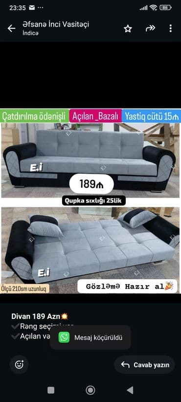 divan acılan: Divan, Qonaq otağı üçün, Bazalı, Açılan — 1