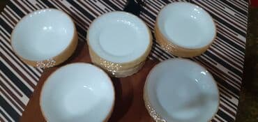 Boşqablar, 12 ədədli dəst, rəng - Ağ, Şüşə, Rusiya