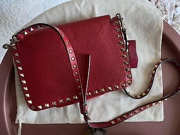 dəri çantalar: Valentino Garavani original - Rəng: Qırmızı (grained/pəbble — 2
