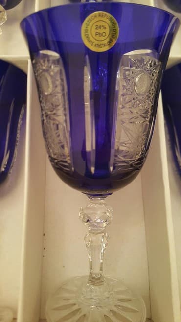 часы 127 чс: Стаканы, цвет - Синий, Хрусталь, Набор из 6 шт., 200 мл, Чехия — 2