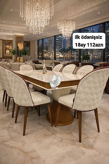 Mətbəx üçün, Yeni, Dördbucaq masa, 8 stul