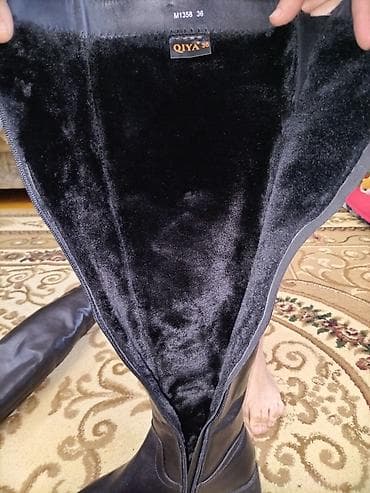 каблук: Qadın dizüstü çəkmələr – qara rəng - Model: dizdən yuxarı uzunluqda — 5