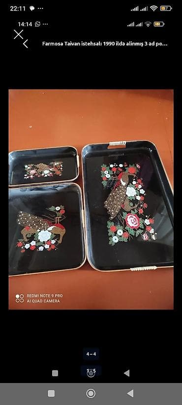 Çay dəsti, rəng - Qara, Farfor, 6 nəfərlik