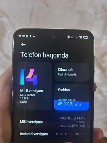 ikinci el 14 plus: Redmi Note 9S, 128 GB, rəng - Göy, Qırıq, Barmaq izi, Face ID — 5