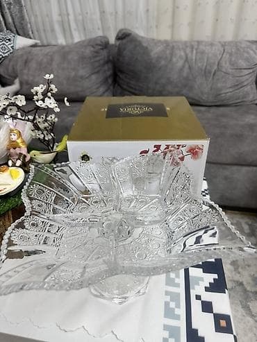 aksesuar qabi: Victoria brendi şüşə/bohem tipli ayaqlı meyvə qabı - Material: qalın — 2