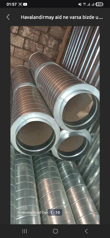 2.el havalandırma boruları: Havalandırma sistemləri üçün nəzərdə tutulmuş sinklənmiş metal boru — 4