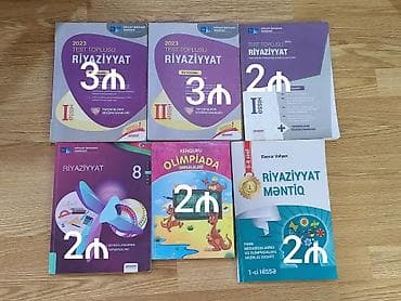 Testlər: Müxtəlif fənlər üzrə məktəb və hazırlıq kitabları toplusu. Şəkillərdə — 8