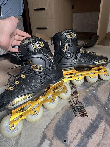 Roliklər: İnline konki (rolik) – qara/qızılı dizayn - Korpus: sərt və möhkəm — 4