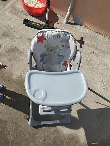 Oyuncaqlar: Uşaq yemək stulu – treyli, tənzimlənən və təhlükəsiz - Rəng: boz-ağ - — 5