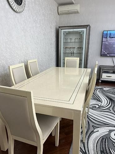 stolustu dəst: Qonaq otağı üçün, Açılmayan, Dördbucaq masa, 6 stul — 3