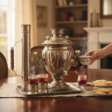 qara xardal toxumu: Samovar dəsti – kömür/odunla işləyən metal samovar ( Tula ) 3 lt — 1