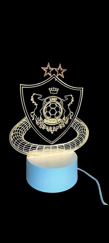 stolustu işıq: Futbol klublarının loqolu 3D LED masa lampası - Dizayn: Akril panel — 5