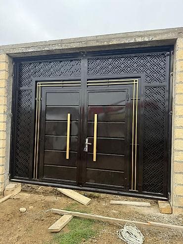 plastik pencere islenmis: Dəmir Həyət darvazası, Yana açılan, Mexaniki, Qapı ilə, rəng - Qara, Pulsuz çatdırılma — 1