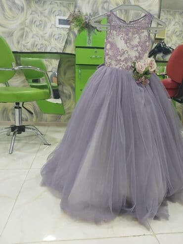 qadin donlari sekilleri: Bənövşəyi tonlarda qız uşağı üçün şık ziyafət/libas paltarı. - Üst — 2