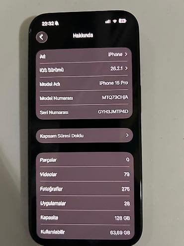 p20 pro: IPhone 15 Pro, 128 GB, Pacific Blue, Barmaq izi, Face ID — 3