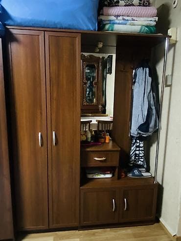 dəhliz dolabi: 2 qapılı, Güzgülü, Qəhvəyi, Digər material, Açılan, Düz dolab — 1