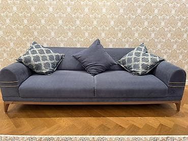 divan kafe: 2 ədəd yumşaq oturacaqlı divan seti - Rəng: tünd mavi (indigo — 1