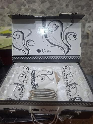 Qəhvə dəsti, rəng - Ağ, Keramika