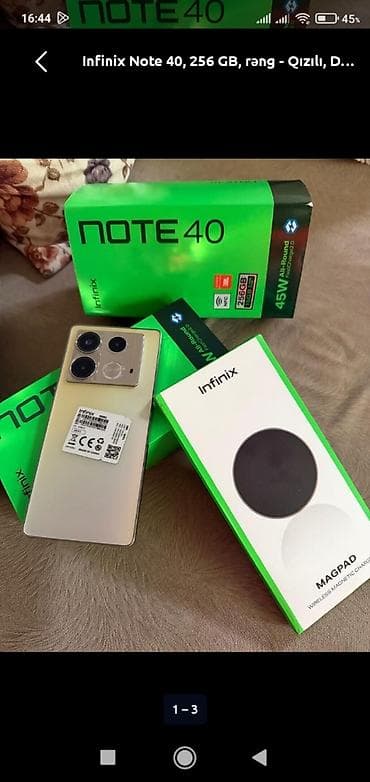 kaset satışı: Infinix Note 40, 256 GB, rəng - Qızılı, Face ID, Sənədlərlə, Düyməli — 2