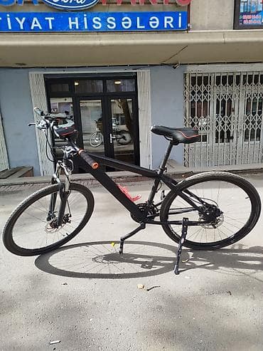 İdman velosipedləri: Şəhər/trek hibrid velosiped - Rəng: qara, qırmızı detallı (qablıq — 3