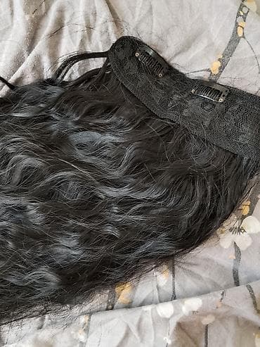 Qara rəngdə, dalğalı klipsli saç əlavəsi (clip-in hair extension)