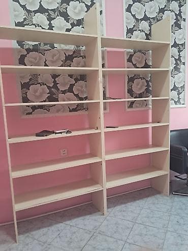vitrin dolab: Mağaza üçün rəflər və şüşə vitrin dəsti - Material: ağ rəngli — 1