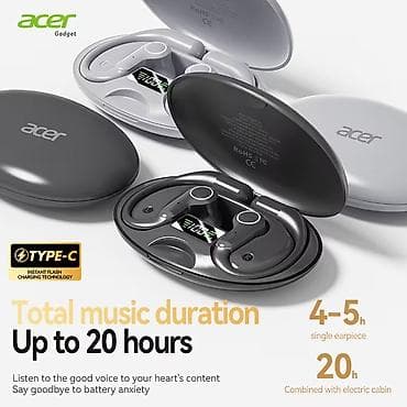 ace: Yeni Simsiz (Bluetooth) Qulaqcıqlar, Acer, rəng - Qara — 6